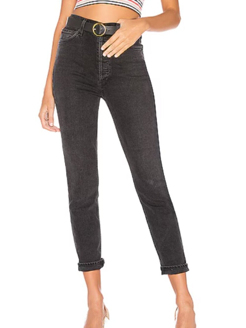AGOLDE Women's Size 24 Black Nico High Rise Slim Jeans in Virtue